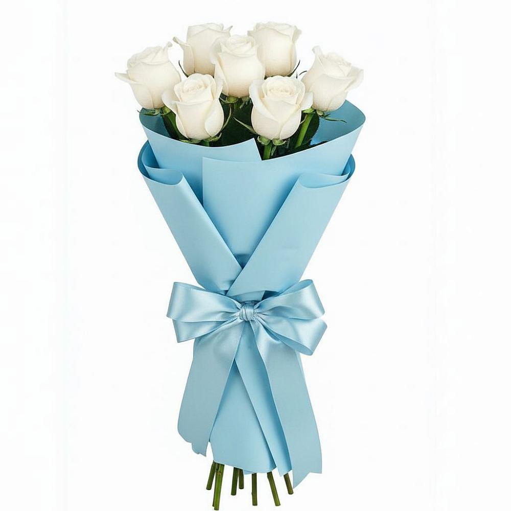 Букет 7 белых роз Проуд в Тереке Ставропольского края