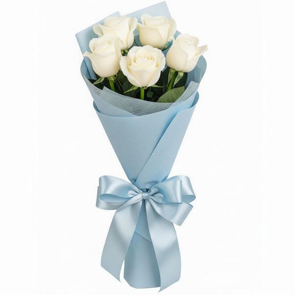 Букет 5 Белых роз Проуд в Тереке Ставропольского края