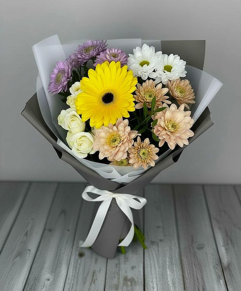 Букет цветов из: Розы, Герберы и Хризантемы в Тереке Ставропольского края