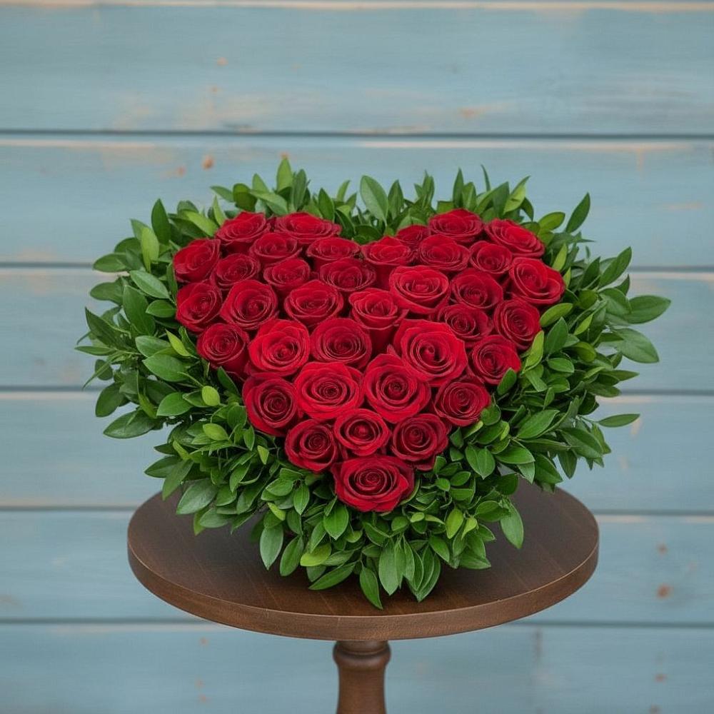 Цветочная композиция из Розы в виде сердца в Тереке Ставропольского края