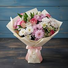 Букет цветов из:  Хризантемы, Альстромерии и Розы в Тереке Ставропольского края