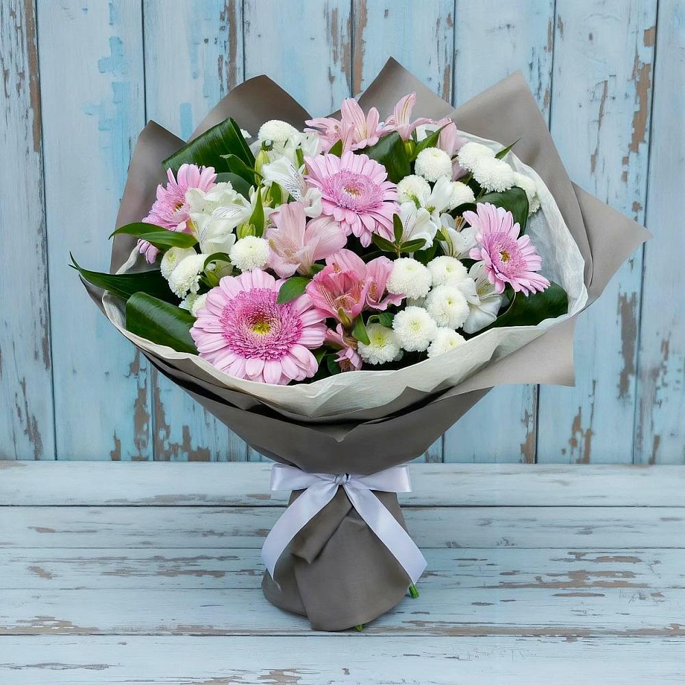 Букет цветов из: Герберы, Альстромерии и Хризантемы в Тереке Ставропольского края