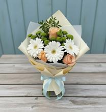 Букет цветов из:  Герберы, Розы и Хризантемы в Тереке Ставропольского края