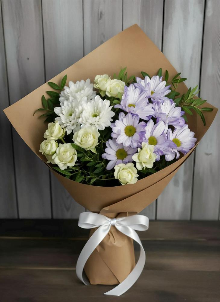 Букет цветов из: Хризантемы и Розы в Тереке Ставропольского края